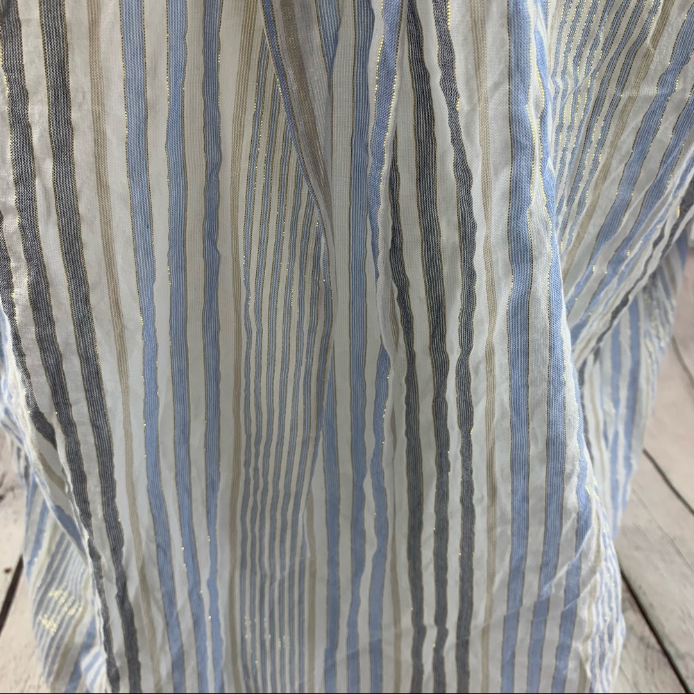Micheal Kors Striped Tie Waist Short Sleeve Shirt - Picture 7 of 9
